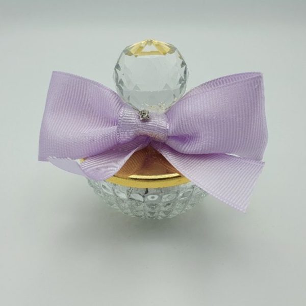 Dekorierte Glasschale mit Schokoherzen - Kristallglas Griff und Deckel aus Gold – Bild 4