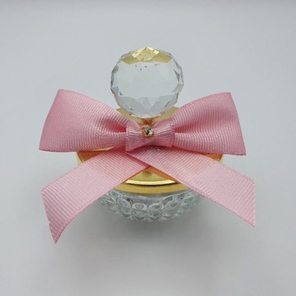 Dekorierte Glasschale mit Schokoherzen - Kristallglas Griff und Deckel aus Gold – Bild 5