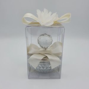 Dekorierte Glasschale mit Zuckermandeln - Kristallglas Griff und Deckel aus Silber