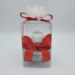 Dekorierte Glasschale mit Zuckermandeln - Kristallglas Griff und Deckel aus Silber – Bild 7