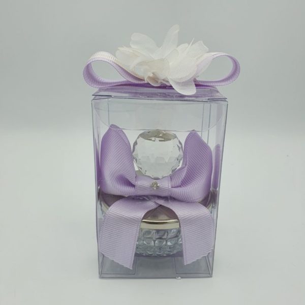 Dekorierte Glasschale mit Zuckermandeln - Kristallglas Griff und Deckel aus Silber – Bild 4