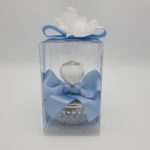 Dekorierte Glasschale mit Zuckermandeln - Kristallglas Griff und Deckel aus Silber – Bild 2