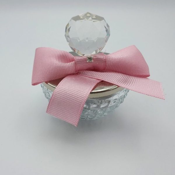 Dekorierte Glasschale mit Zuckermandeln - Kristallglas Griff und Deckel aus Silber – Bild 6