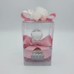 Dekorierte Glasschale mit Zuckermandeln - Kristallglas Griff und Deckel aus Silber – Bild 5