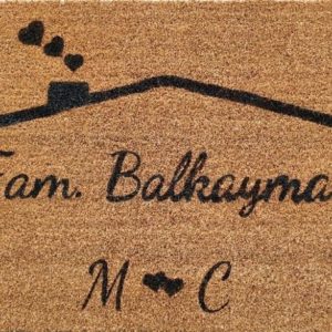 Personalisierte Indoor Fußmatte (40 x 60 cm) aus Kokosfasern mit Wunsch Familienname und Buchstaben