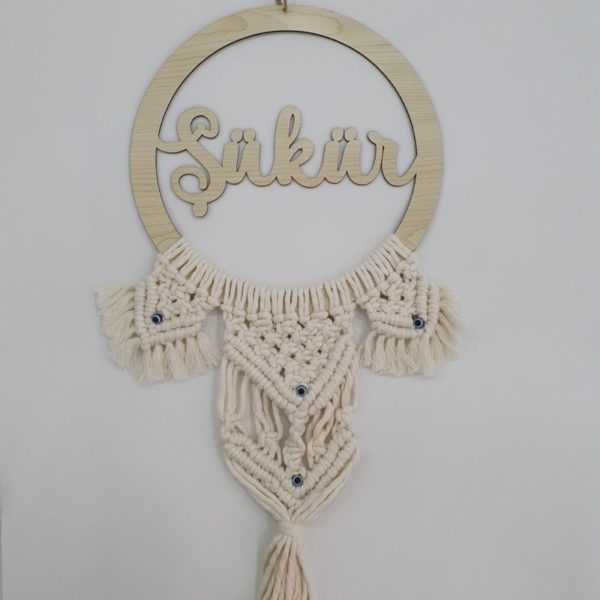 Makramee Wanddekoration - bird wings - verschiedene Holzmotive – Bild 3