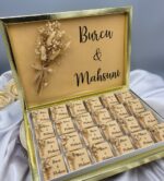 Schokoladenbox mit Schokoladen im Vintage Stil gold