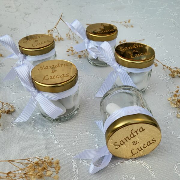 Personalisierte Gastgeschenke mit Zuckermandeln im Glas – Bild 2